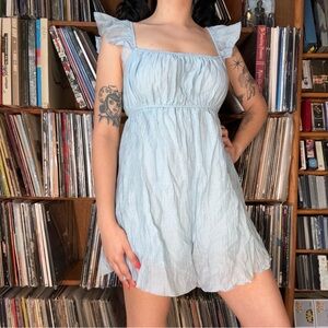 Light Blue Ruffled Women's Romper